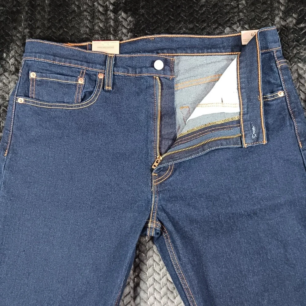 Levi's 502 Taper Fit Jeans Men's Stretch Dark Blue Denim Size 36x32